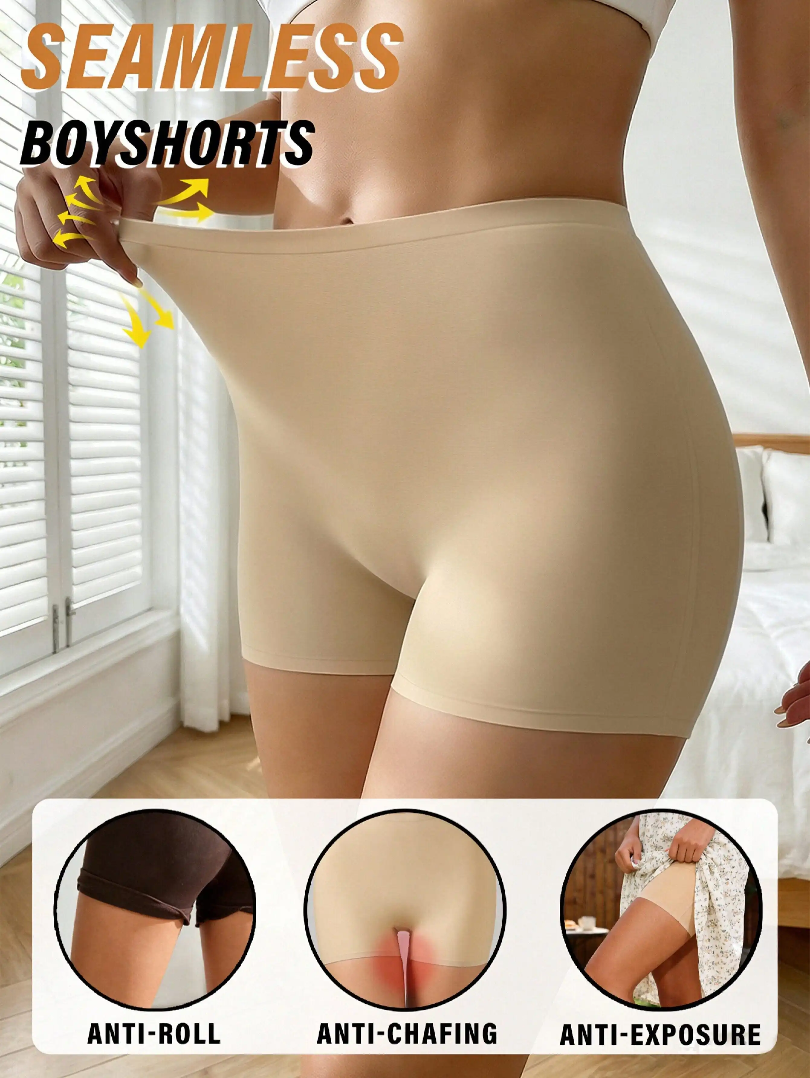 Women's Seamless High Waist Safety Shorts Breathable Comfortable Soft Skin-Friendly Shorts Ladies Yoga Underwear image 4