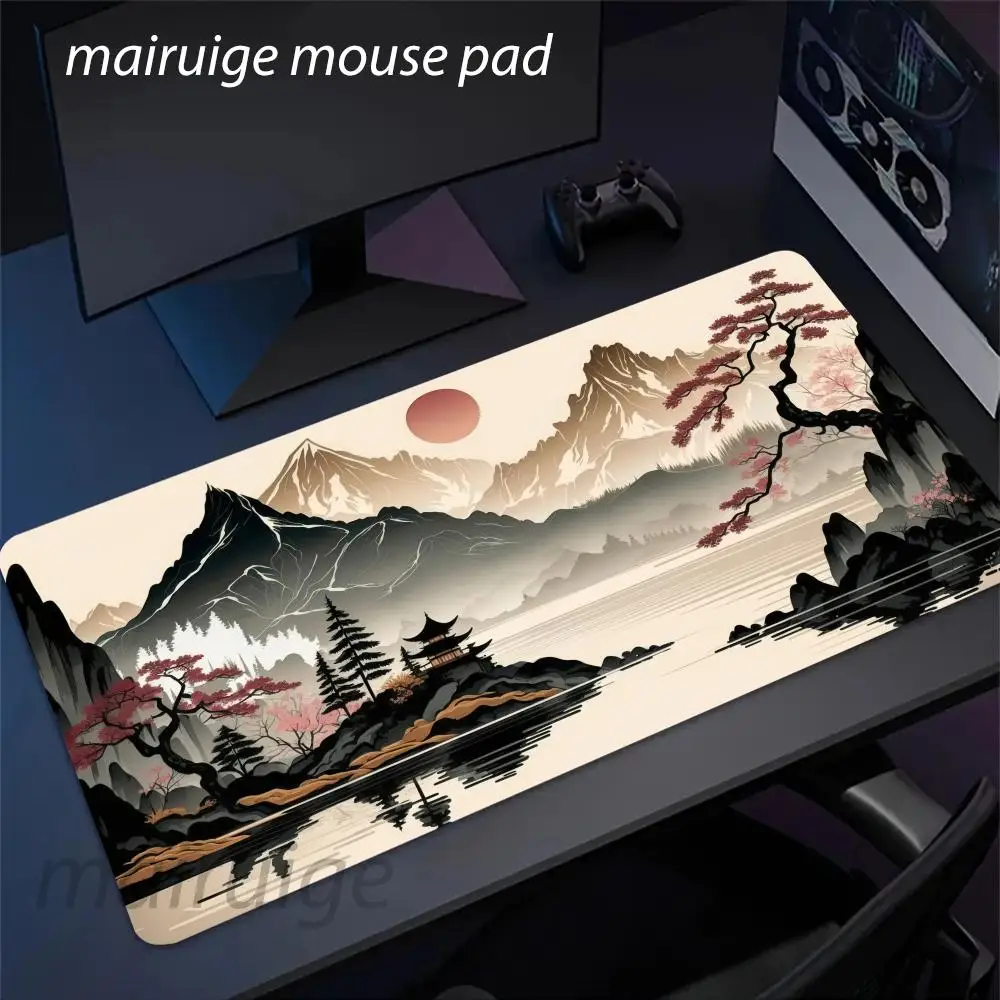 

Большой коврик для мыши с ландшафтным дизайном, для компьютера, офиса, игр, XXL, резиновый, противоскользящий, с прошитыми краями, моющийся, для клавиатуры и стола