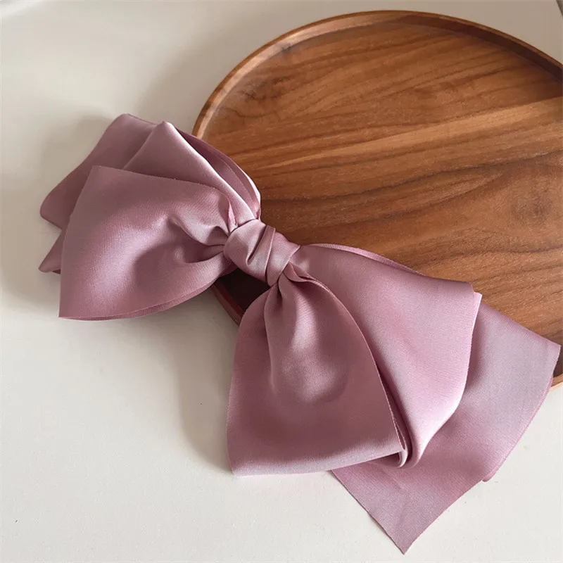 Korean Women Hair Clips Satin Multi-layer Barrette Bow Sagging Hairpins Large Elegant Vintage Overhead Clip Hair Accessories