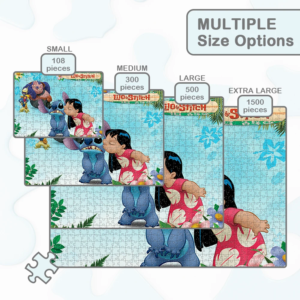 Lilo und Stitch Puzzles Klassische Disney Holzpuzzles Lilo Kiss Stitch Cartoon DIY Puzzlespiel Spielzeug Geschenk für Erwachsene