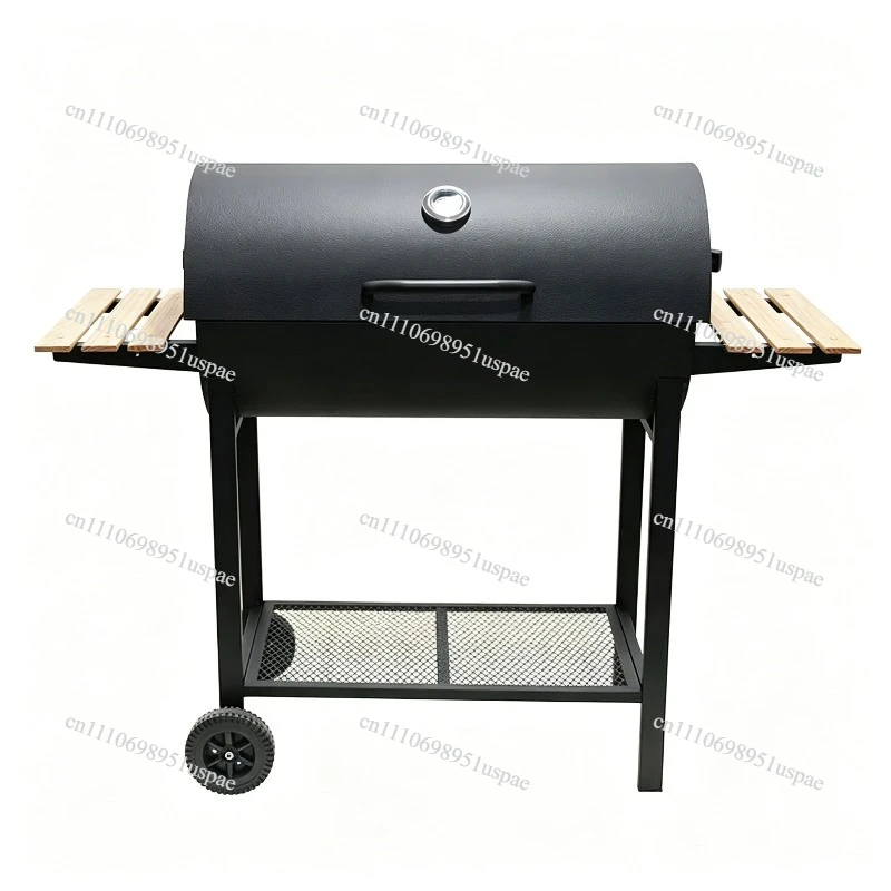 Large Double Side Wood Charcoal Smoker Grill Heavy Duty American Style Barbecue Pit for Outdoor Camping Backyard