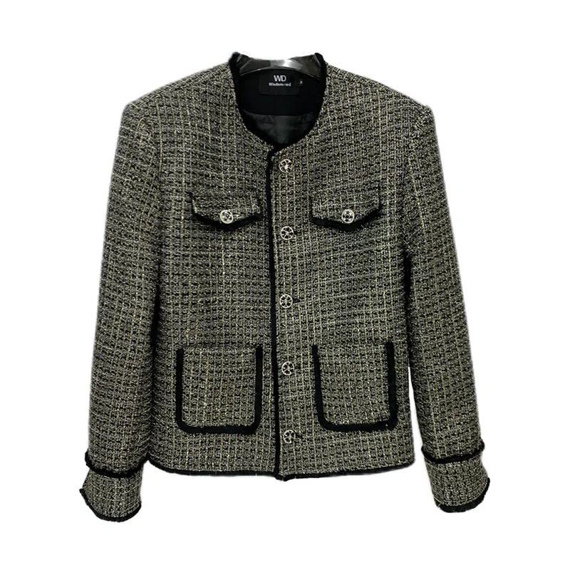 2025 Autumn Style Woven Shiny Silk Frayed Round Neck Jacket for Handsome Boys Korean Ins Trendy Design Loose Short Jacket