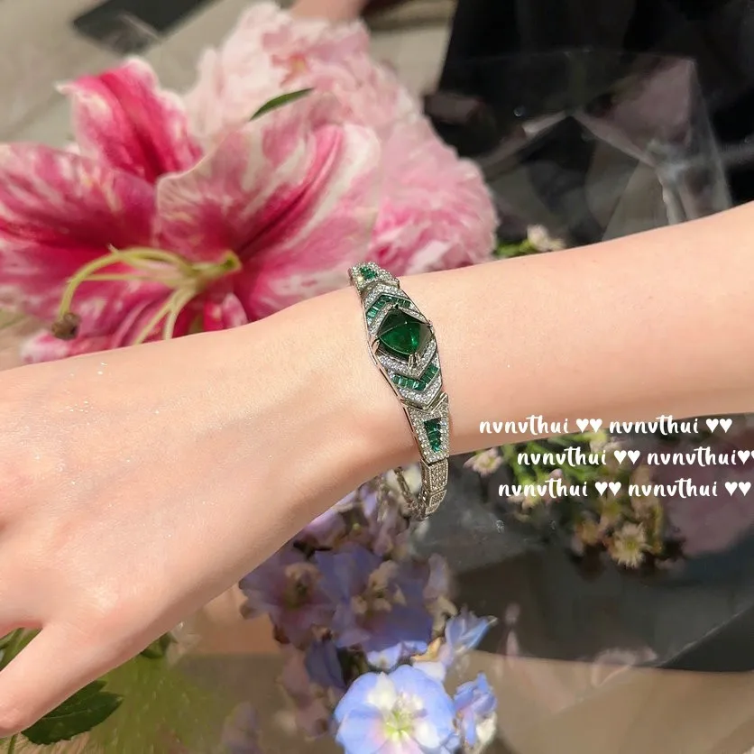 Fashion Personality 925 Silver Color Shiny Cubic Zirconia Sugar Tower Cuff Bracelet for Women Vintage Bridal Statement Jewelry