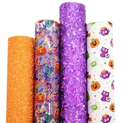 Iridescent purple Chunky Glitter Leather Sheets Felt Backing Glitter Leather Transparent JELLY Leather Halloween Rolls Q1842