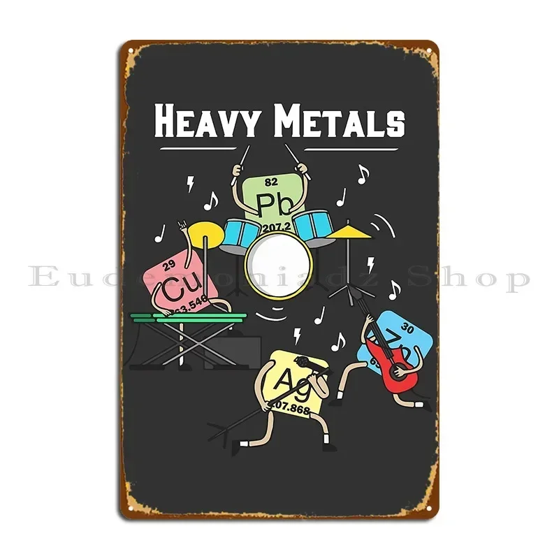 Heavy Metals Rock Chemistry Physics Periodic Table Of Elements Metal Sign Wall Plaque Cave Cinema Character Tin Sign Poster