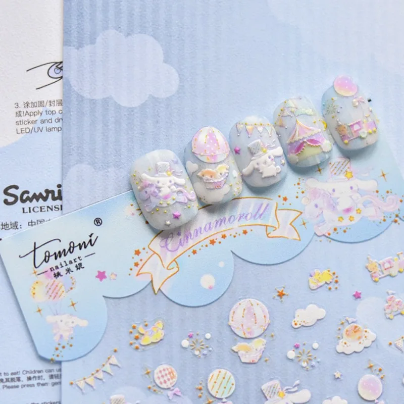 Sanrio Nail Stickers Cinnamoroll Anime Stickers Nail Art Decoration DIY Cute Cartoon Adhesive Back Nail Stickers DP Series