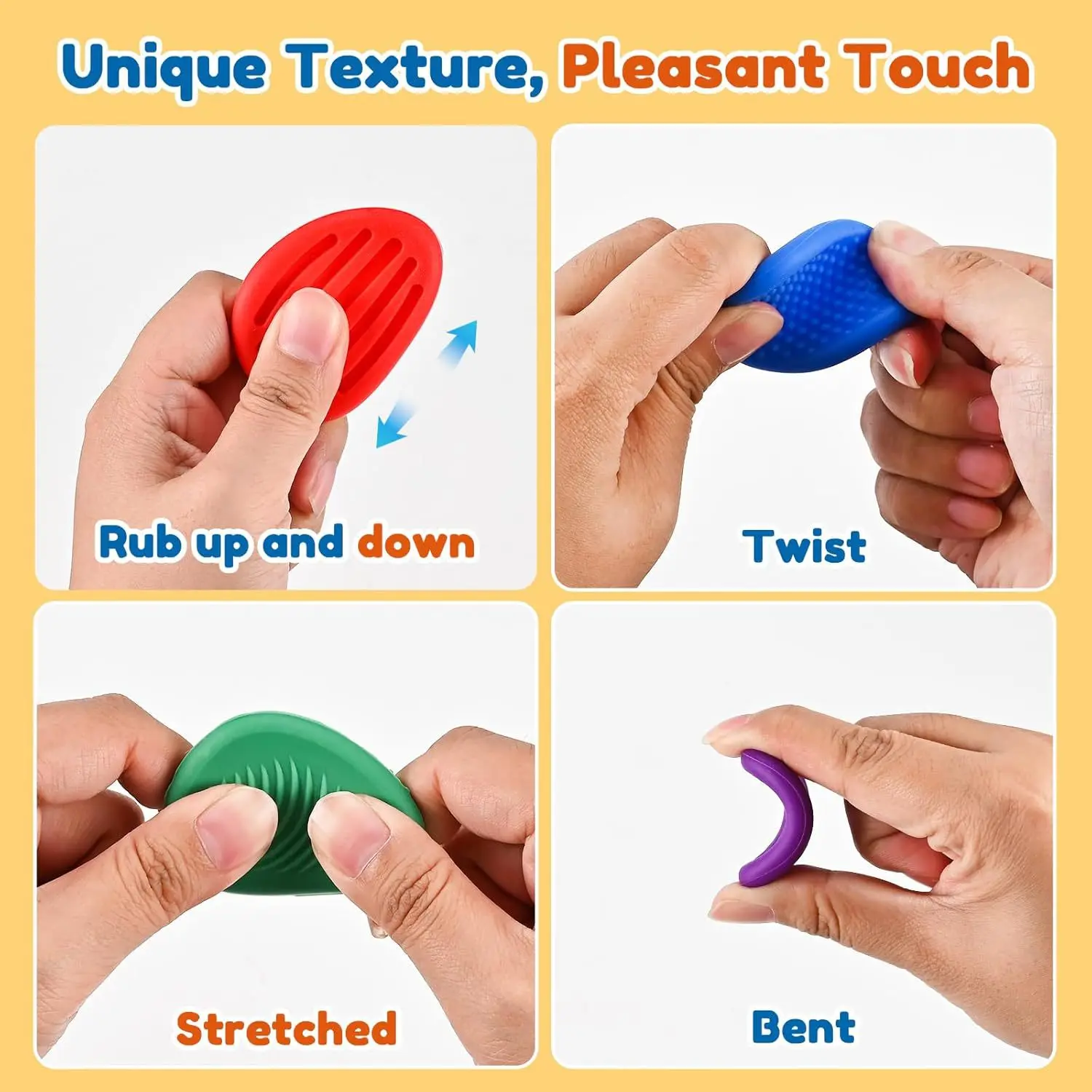 Fidget Toys Pietra sensoriale per bambini e adulti Allevia lo stress Pietra per preoccupazioni con texture morbida in silicone