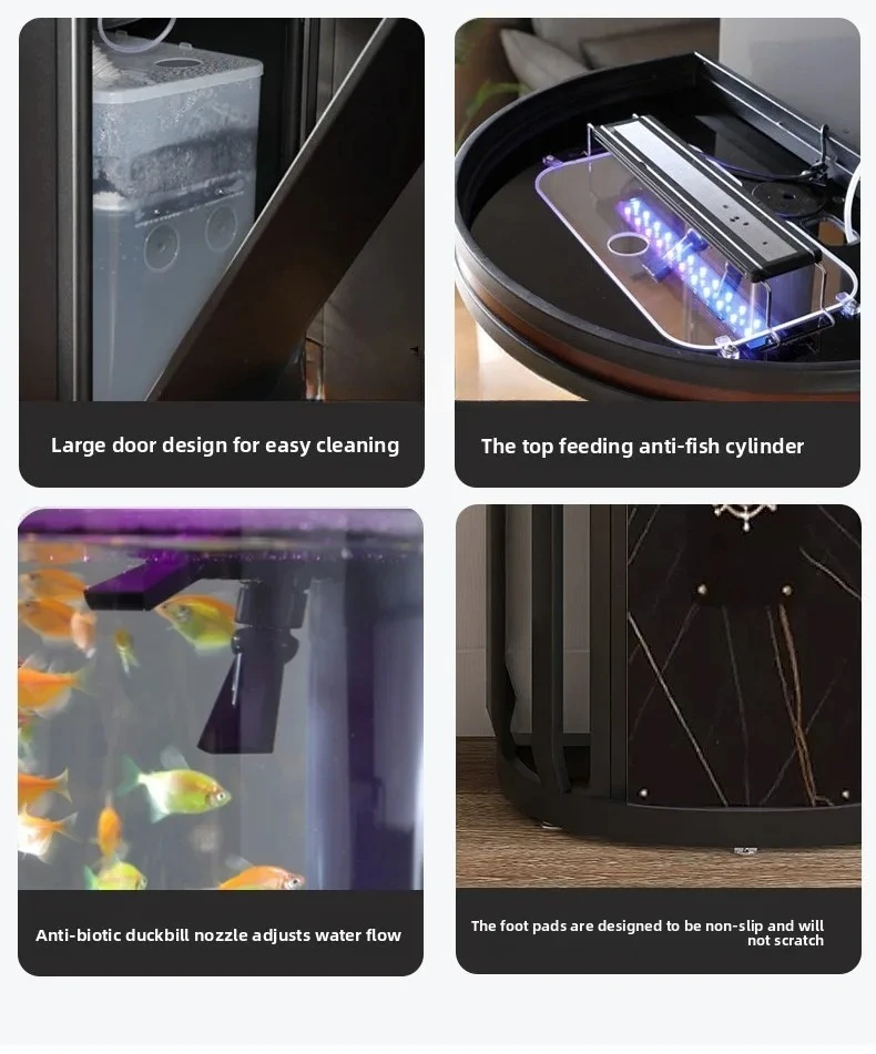 

Zz semi-circular fish tank living room small household floor-to-ceiling smart lazy water-free acrylic tank aquarium