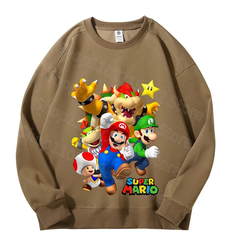 Nowa bluza dla dorosłych Super Mario Bros Princess Peach Luigi Jakość Bawełniane bluzy Cartoon Game Character Print Streetwear