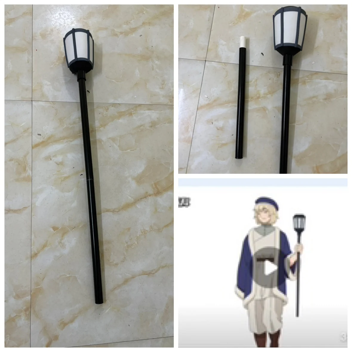 110CM Delicious In Dungeon Falin Touden Cosplay Falin Prop Falin Staff Black Stick 110cm Women Men Role Play Wig Props Halloween