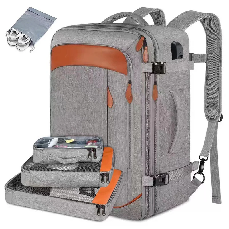 Zaini per valigie grandi espandibili da viaggio di grande capacità con 4 cubi da imballaggio Zaino per bagagli resistente all'acqua Mochila