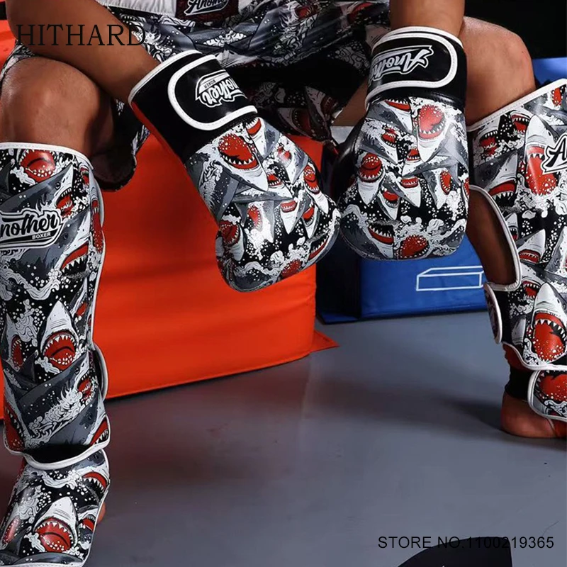 

Muay Thai Shin Guards Sparring Gear MMA Kickboxing Shin Pads Leather Boxing Training Fight MMA Competition Kick Protective Gear