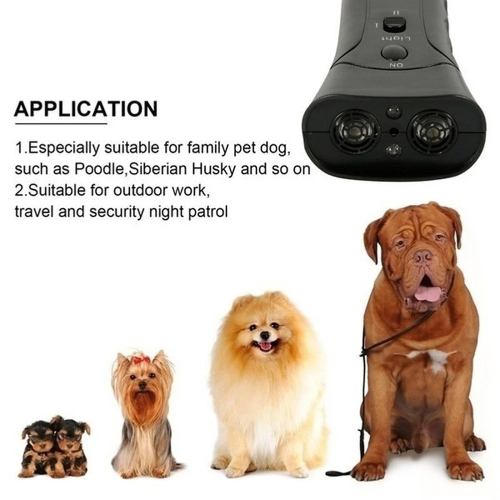 

Ultrasonic Dog Repellent Outdoor Dog Repellent Battery-Powered Double Ultrasonic Anti Bell Device Anti Bark Dog Training Device