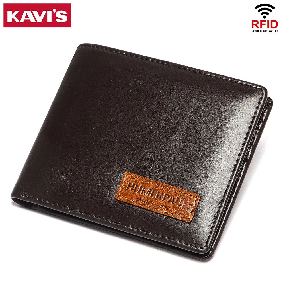 

100% Genuine Leather Men Wallets Luxury RFID Blocking Card Holder Purse with Airtag Cover Short Male Storage Money Bag