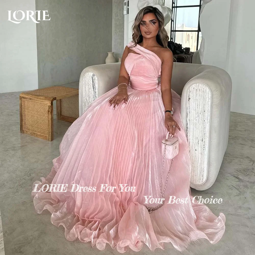 LORIE Pink Formal Evening Dress Ruffled Party Dresses Elegant Prom Dress One Shoulder Princess Ball Gown Party Gowns Customized