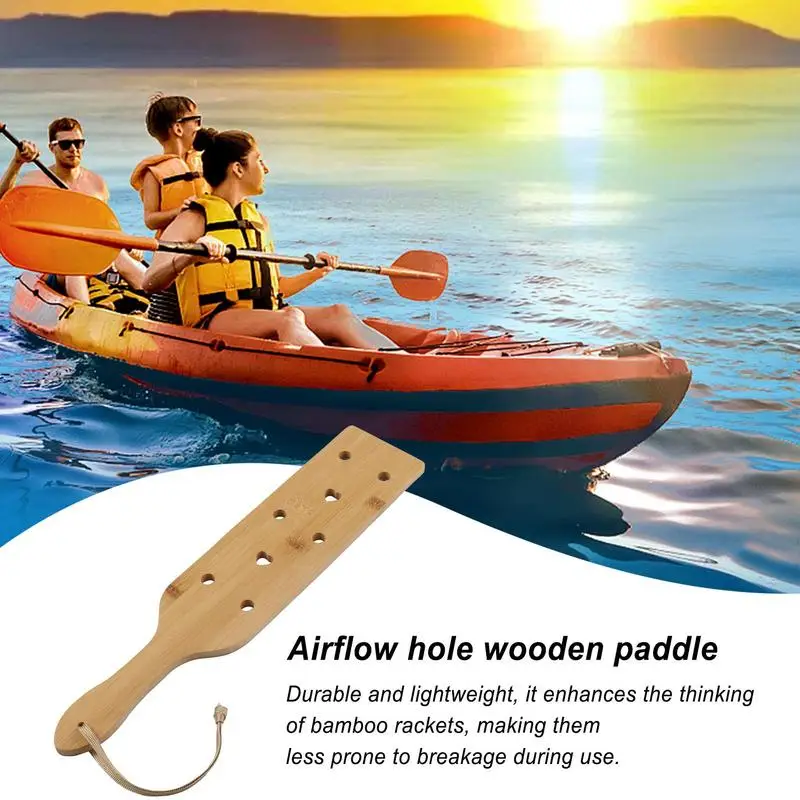 Wooden Boat Paddle 13.3 Inch Boat Paddle With Airflow Holes Ergonomic Grip Shaft For Boat Boat Accessories Marine Tools For