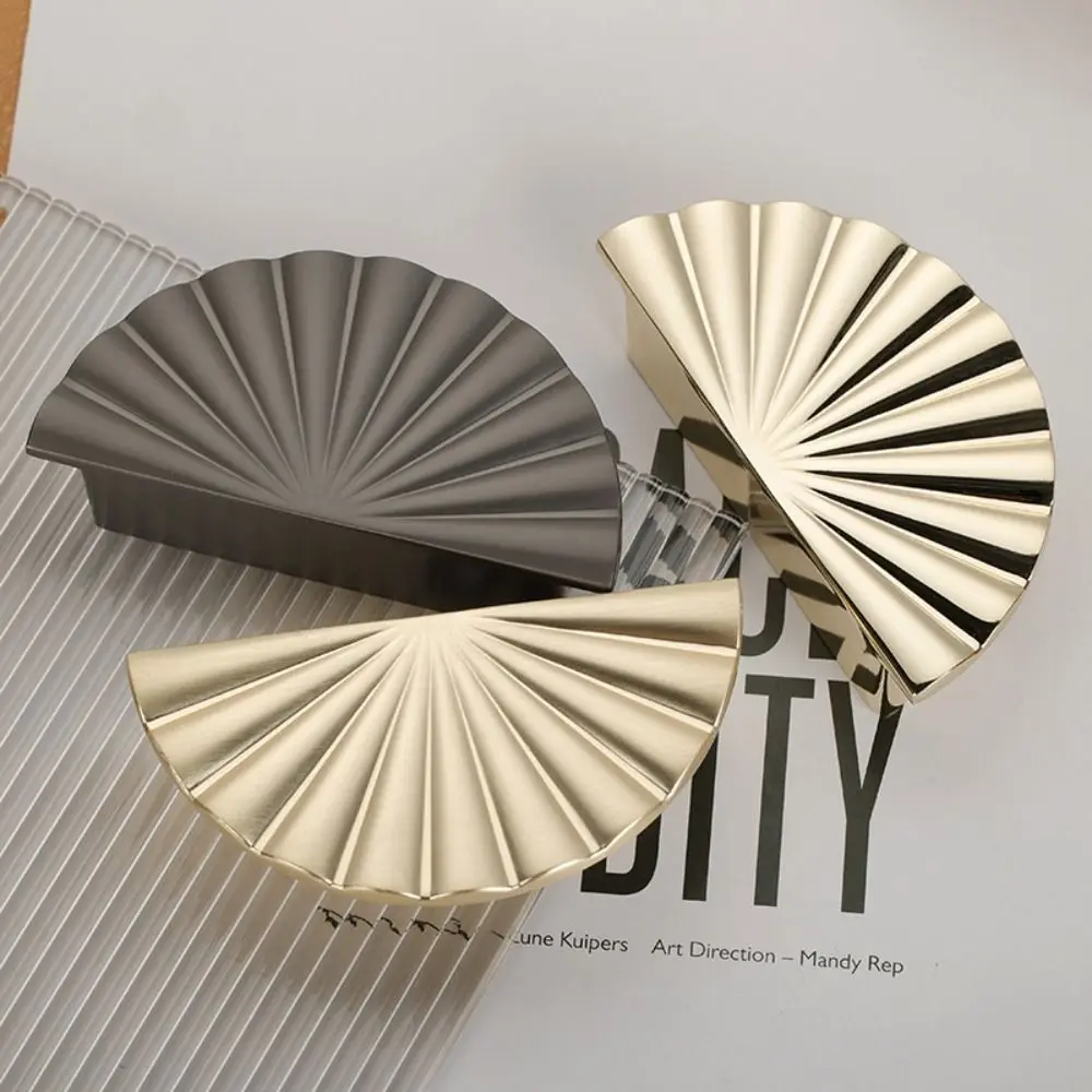 Zinc Alloy Semi-circular Handle Nordic Style Fan-shaped Cabinet Door Pulls Single hole Gold Dresser Knobs Furniture Hardware