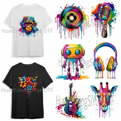 Color Fluid Chart Ironing Sticker Clothes DTF Fashion T-shirt Hoodie DIY Jacket Patch Hot Paste Paper Waterproof