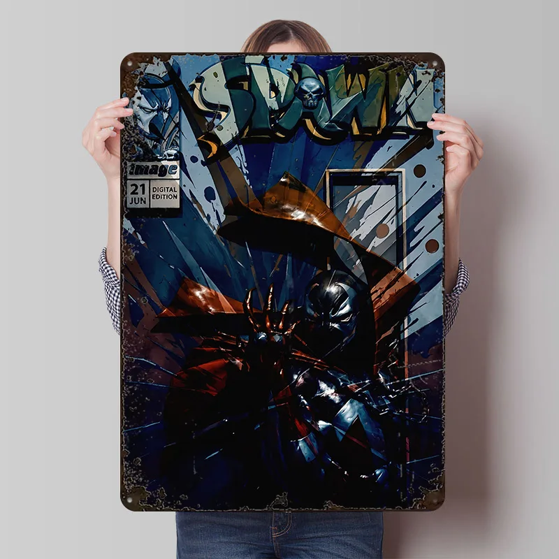 Spawn Comic Book Cover Art Printed Poster Customized Wall Art Retro Vintage Metal Tin Signs for Interior Decoration Living Room