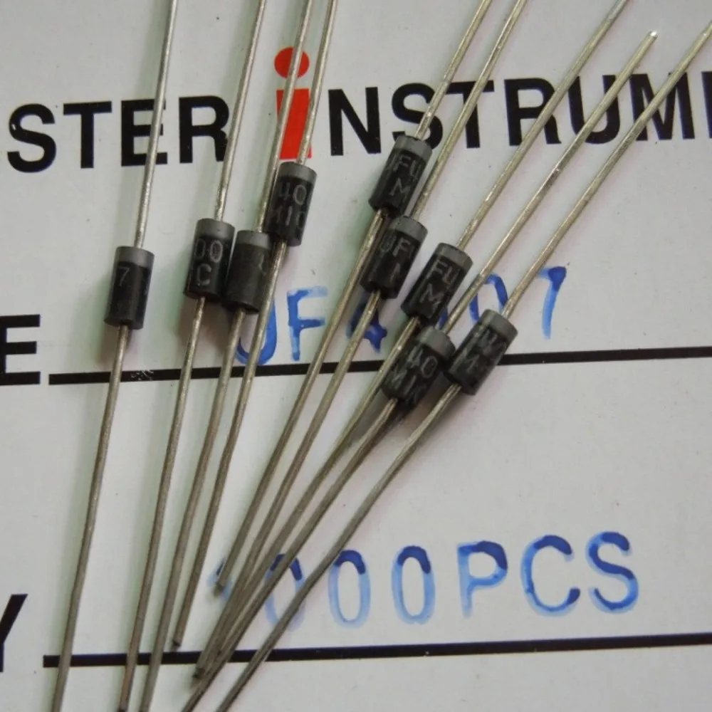 50pcs UF4007 Rectifier Diode Kit 1A 1000V DO-41 Ultra Fast Recovery for Solar Inverter/Charger Circuit
