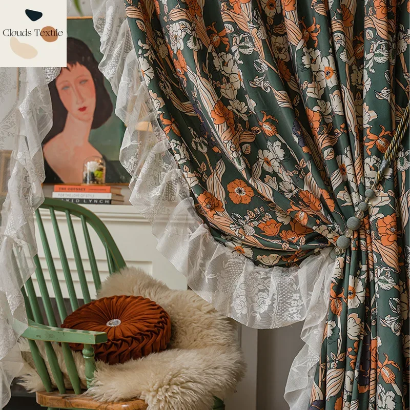 

French Velvet Printed Style Floral Curtains for Living Dining Room Bedroompremium Balcony Window Blackout Curtains Customize