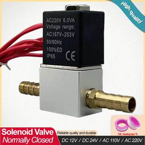 DC12V 24V AC110V 220V normalmente cerrado 1/4 ""válvula Solenoide neumática bidireccional sin aceite silenciosa normalmente cerrada