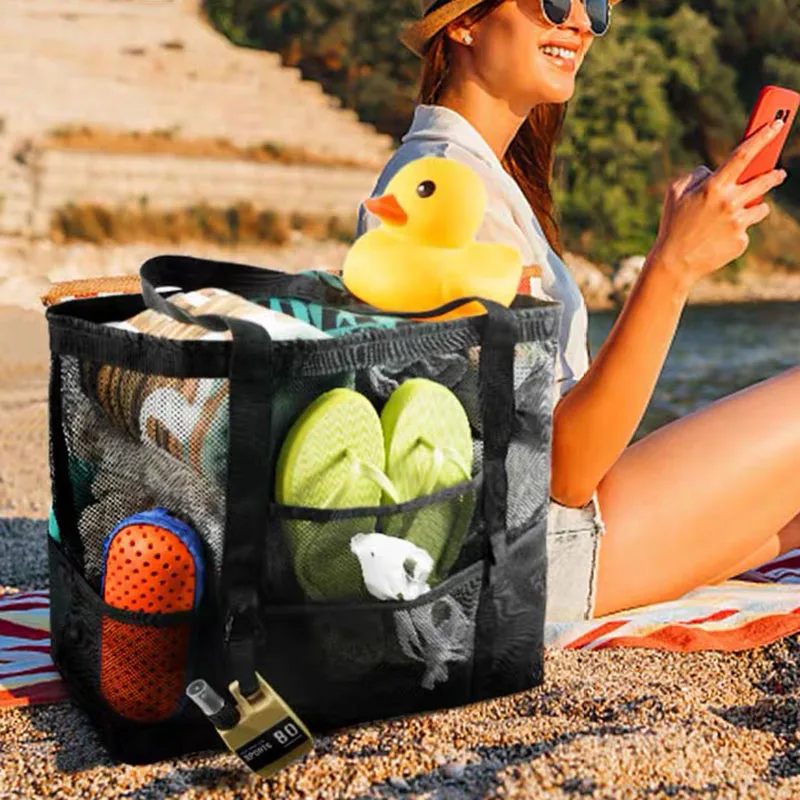 

Summer Large Beach Bag Durable Mesh Tote for Towels Travel Handbag Waterproof Underwear Toys Organizer Fold Swimming Storage Bag