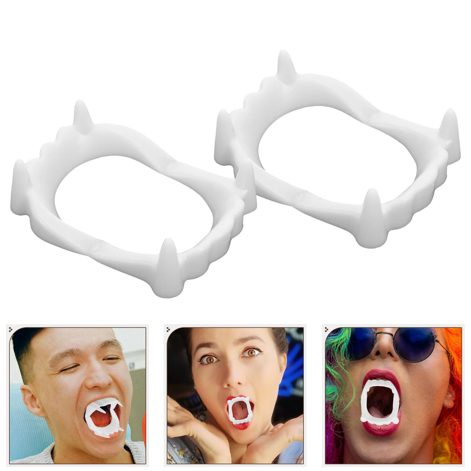 

10 шт., искусственные зубы вампира, пластиковые протезы, многоразовые реалистичные клыки, Хэллоуин, вечеринка, косплей, зубы, страшный реквизит, протезы