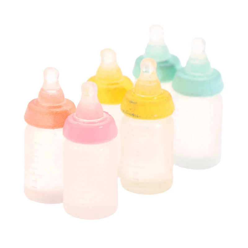 6Pcs 1:12 Dollhouse Miniatures Milk Bottle Baby Bottle Model Doll House Decor