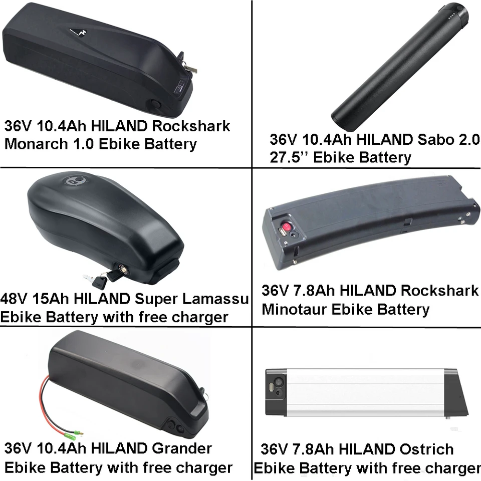 Hiland-Rockshark-電動自転車バッテリー,36v,48v,7.8ah,10.4ah,monarch
