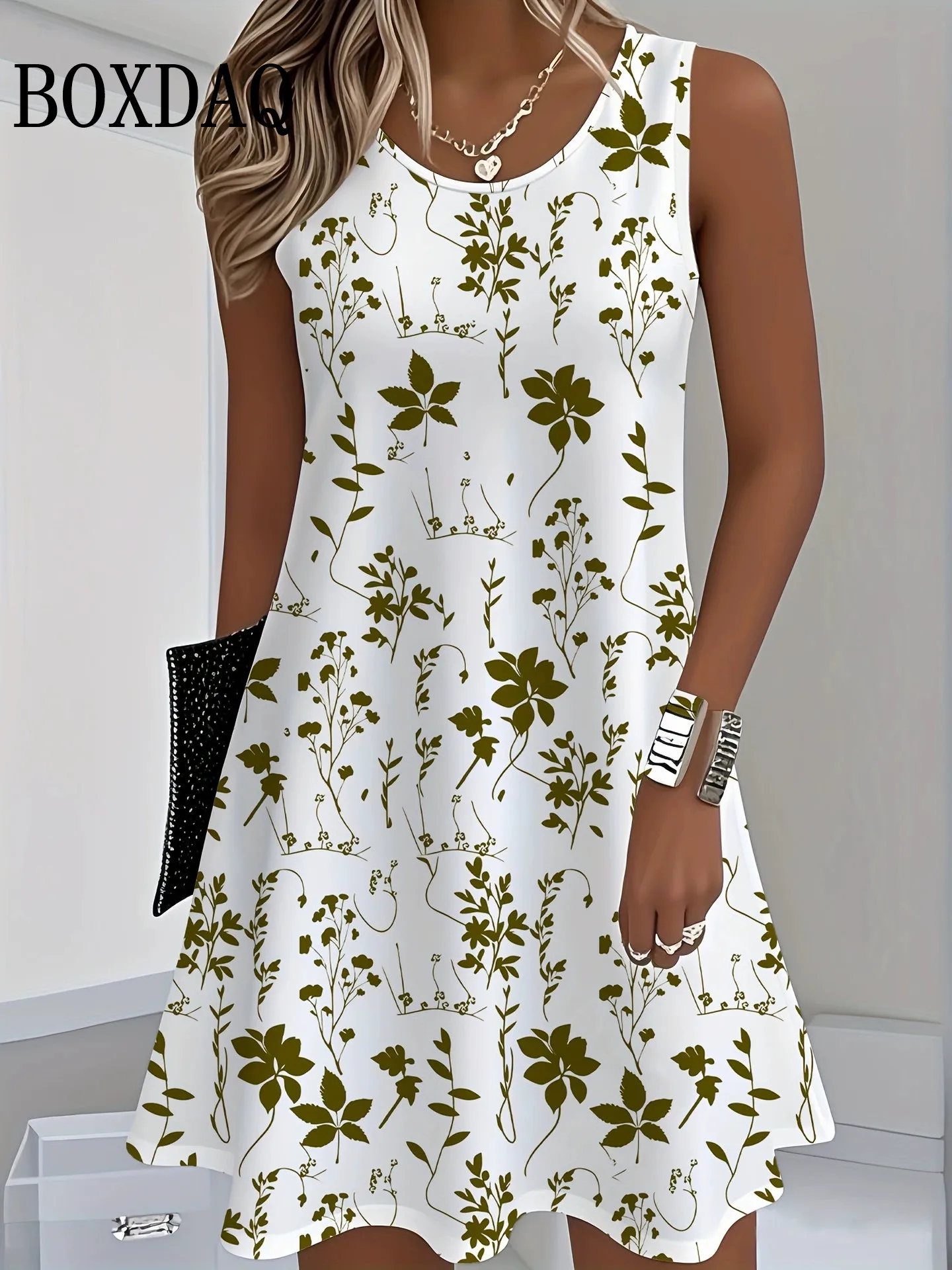 2025 Women Sundress Floral Dress Casual Sleeveless O-Neck Loose Mini Dress Summer Women'S Tank Flower 3D Print Beach Short Dress - Image 4