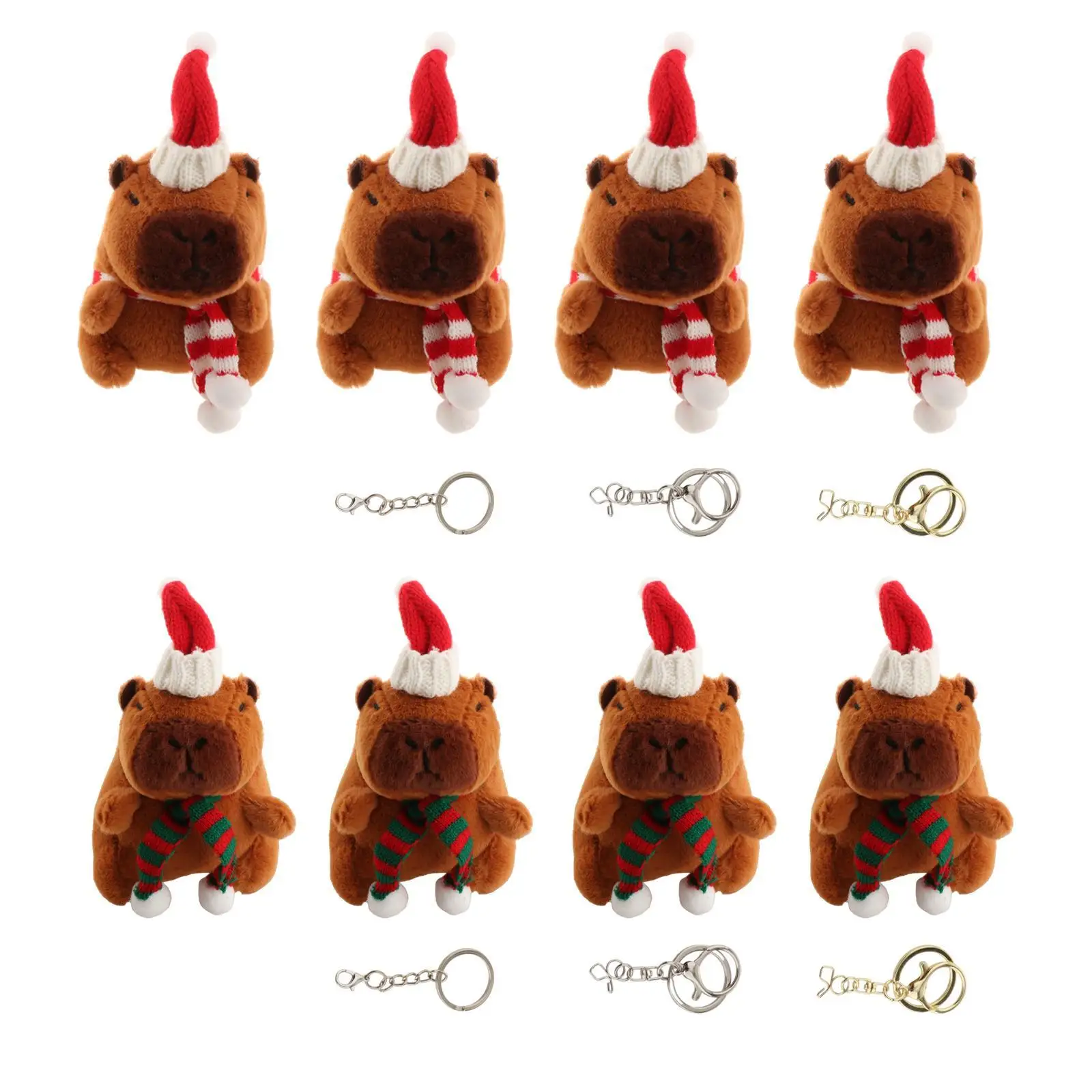 Weihnachts-Capybara-Plüsch-Schlüsselanhänger, Taschenanhänger, tragbar, realistisch, Weihnachtsgeschenk für Jungen, Mädchen, Erwachsene, Kinder, Geburtstagsgeschenke