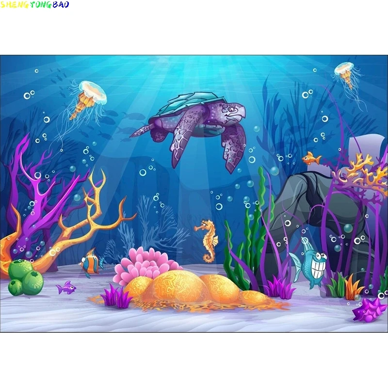Children Birthday Photography Backdrops Ocean World Baby Newborn Portrait Photo Background Studio Props 2193 HHY-02