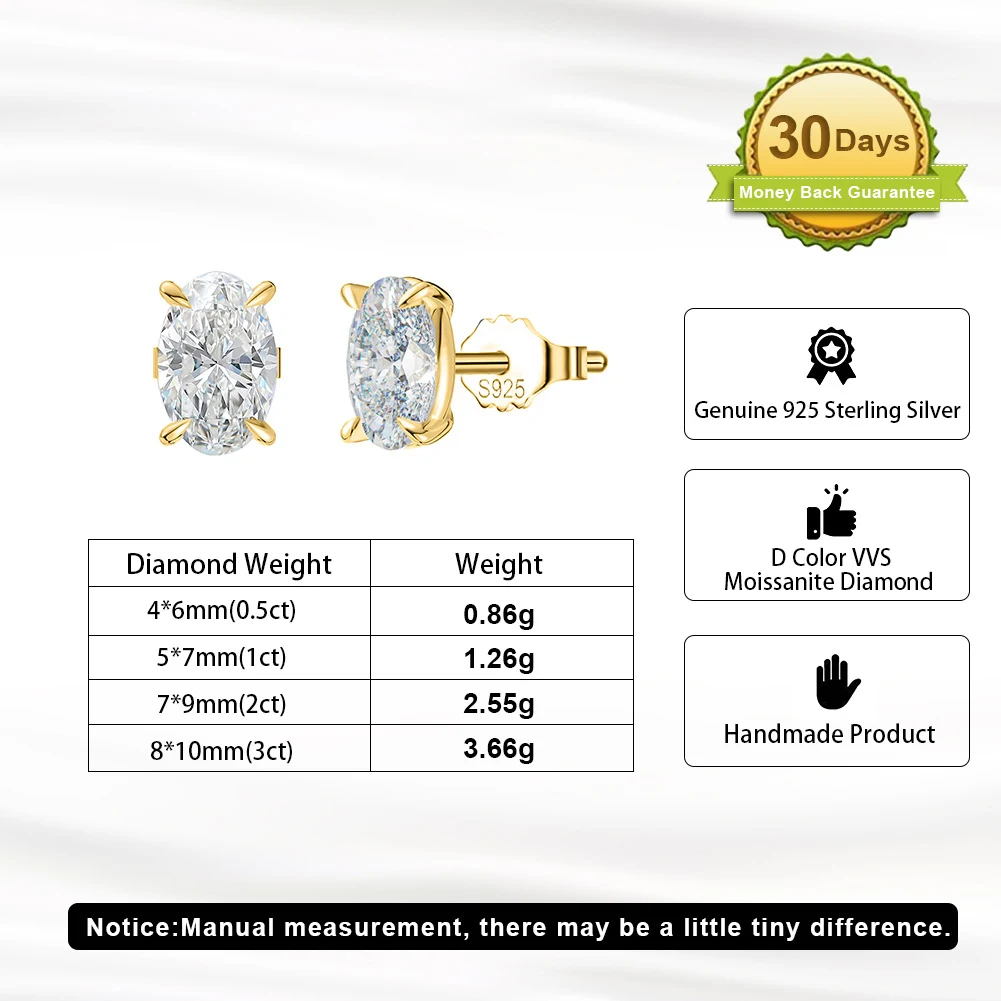 ORSA JEWELS Daily 0.5-3CT Moissanite Studs Earrings for Women S925 Silver D Color VVS Bride Wedding Diamond Studs Ear GRA SMOE02 - Image 3