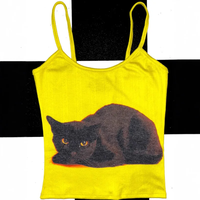 

Y2k Summer Women's Camisole Vest Vintage 90s Cartoon Pattern Print Sexy Hot Girl Summer Casual Streetwear Fashion Outfit Tops