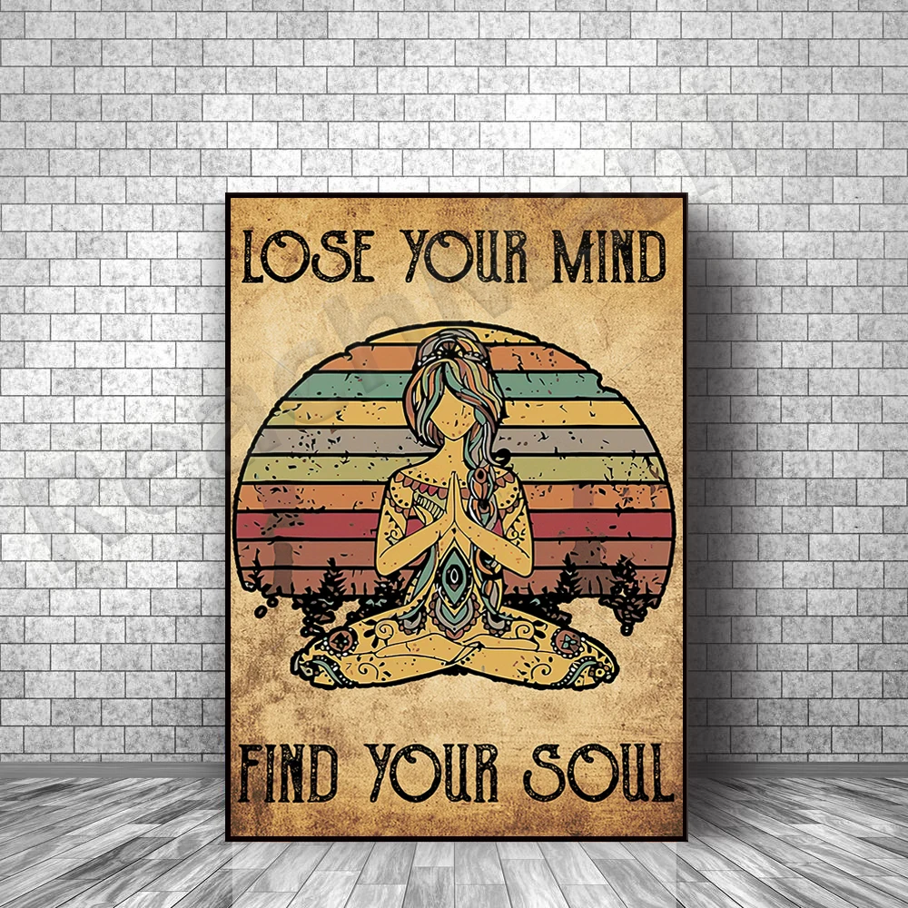 

Lose My Mind Find My Soul Vintage Poster, Hippie Yoga Poster, Hippie Gift, Boho Girl Wall Art, Hippie Girl Yoga Home Decor