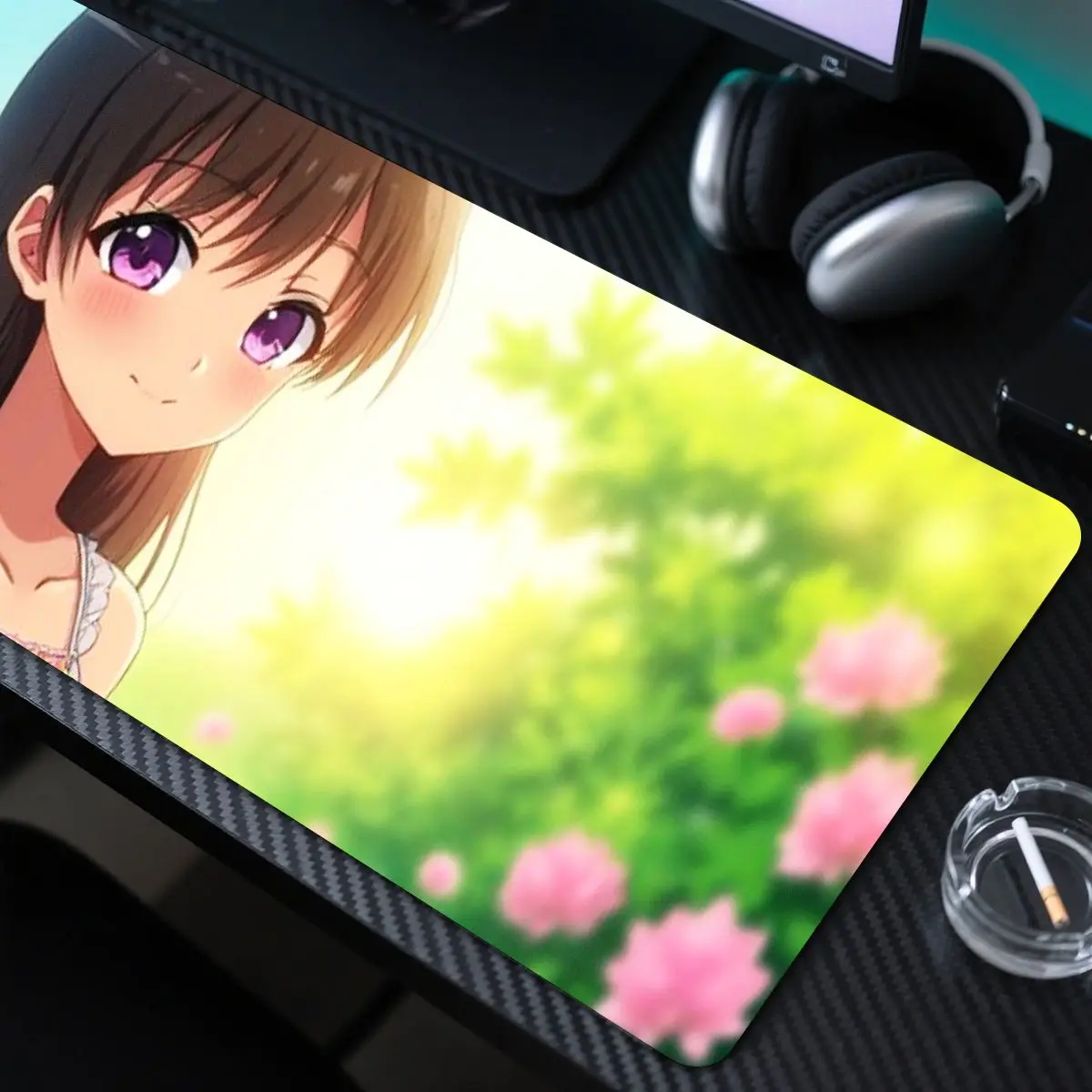 لوحة ماوس ألعاب Anime Girl، قاعدة غير قابلة للانزلاق، طباعة عالية الدقة، مثالية لإعداد المكتب المنزلي أو الألعاب، 31.5 بوصة × 11.8 بوصة #3