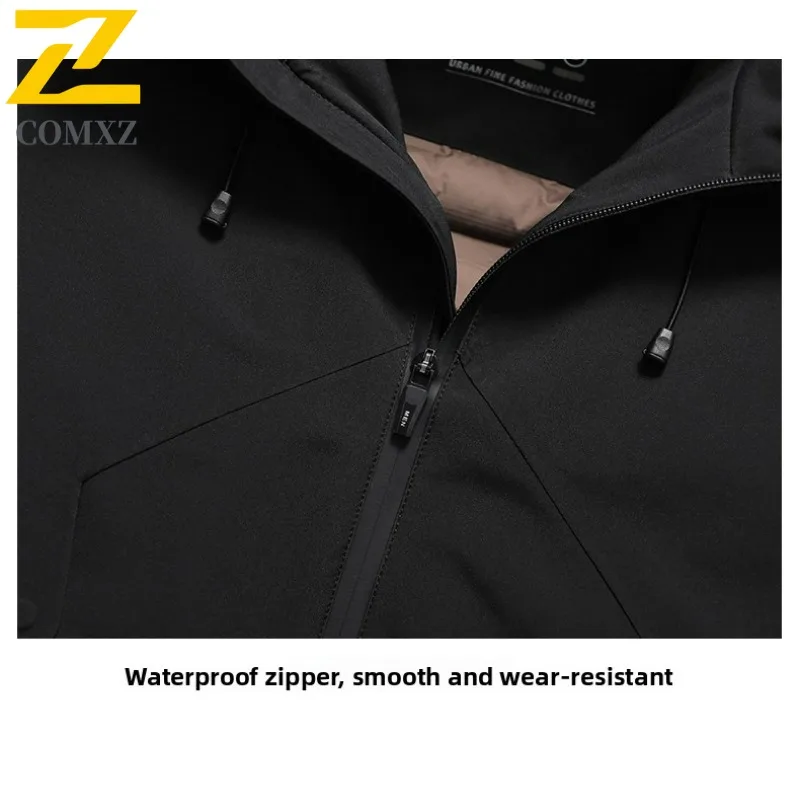 COMXZ Mens Down Jacket Premium Outdoor Camping Thickened Warm Filler Down Leisure Self-cultivation Autumn Winter Windbreaker