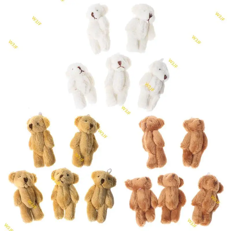 

W3JF 5pcs Stuffed Bear for Doll Joint Animal Hand Purse Pendant Party Gift Women Favo