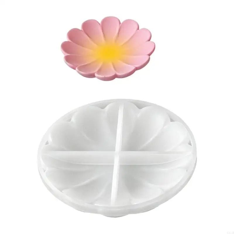  Handcraft Flower Petal Tray Silicone Mould, Easy Demold Resin Casting Mold for Plaster Ornament, Jewelry Ring Dish Making Mold