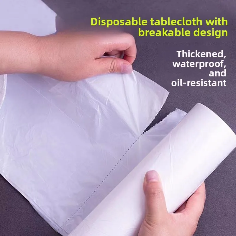 Rollo de Mantel de Plástico Grueso Desechable Rojo, Blanco y Transparente para Bodas, Cenas, Restaurantes, Hoteles, Cubierta de Mesa de Papel