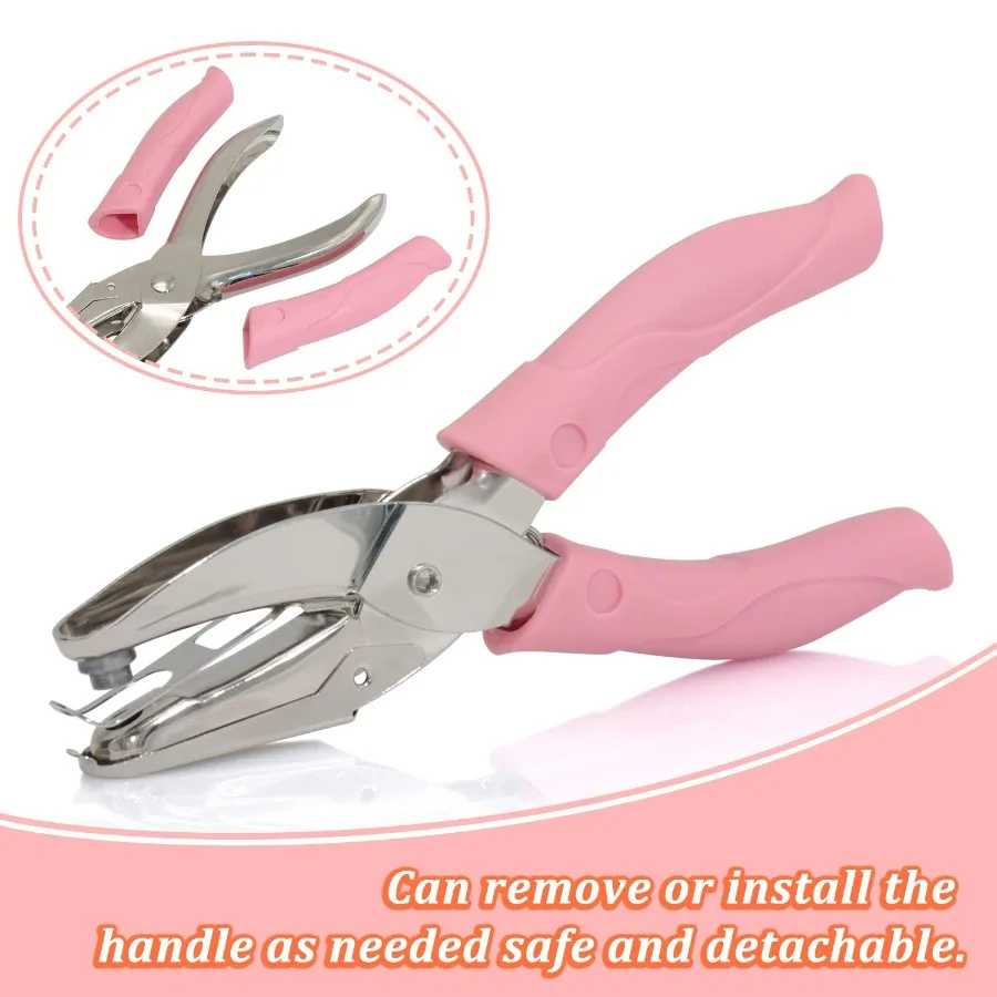 3 Pieces Metal Handheld Paper Punch SingleHole Tag Punch Set with Plastic Handle for Creating Circle Holes Ideal for DIY Craft