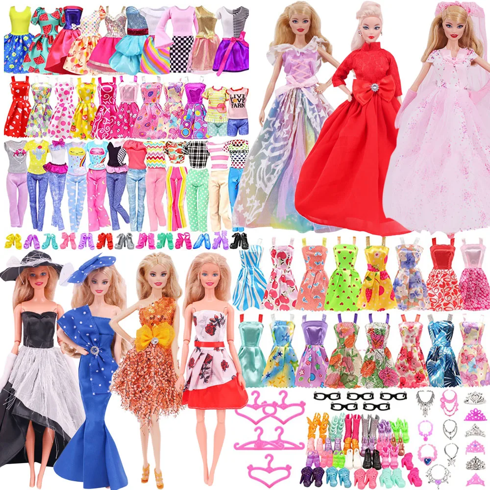 30CM Doll Accessories Multiple Princess Dress Daily Accessories Hangers Shoes Necklaces Glasses For 11.8inch,Festival Gift Girl