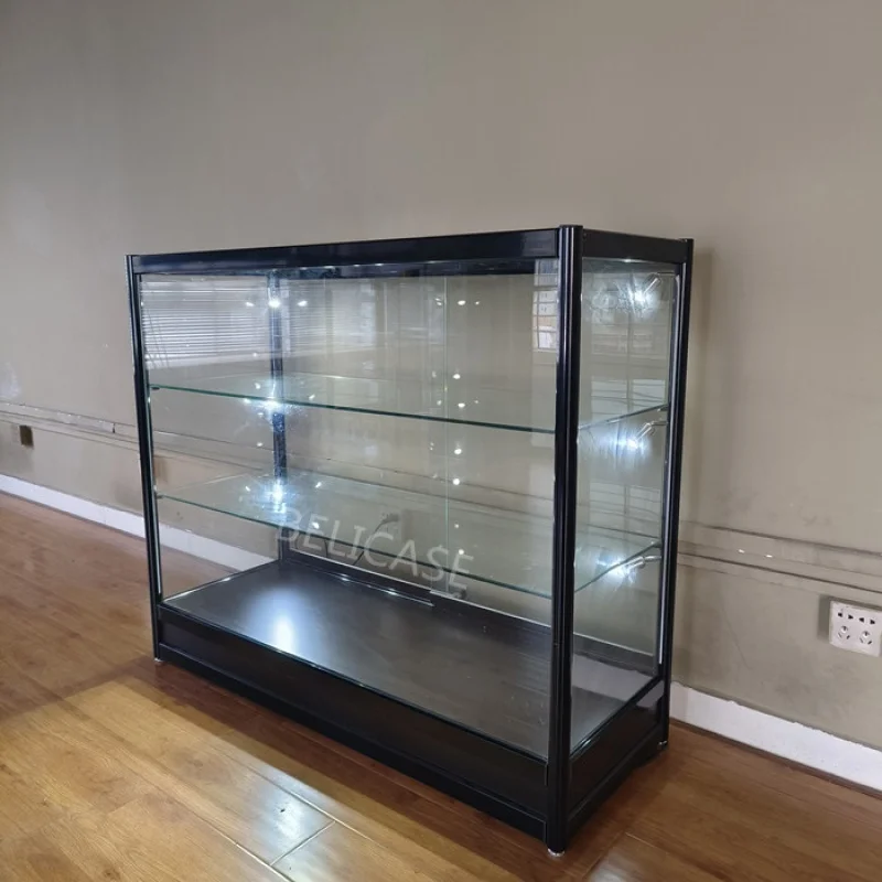 custom，Aluminum and Glass Display Cabinets for Smoke Shops Full Display Lockable Glass Display Showcase for Sale