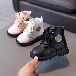 Boy Short Boot Fashionable Soft Kid Shoe for Girl Baby Leather Boot Plush Warm Cotton Shoe Winter Shoe for Girl Kid Zapatos Niña