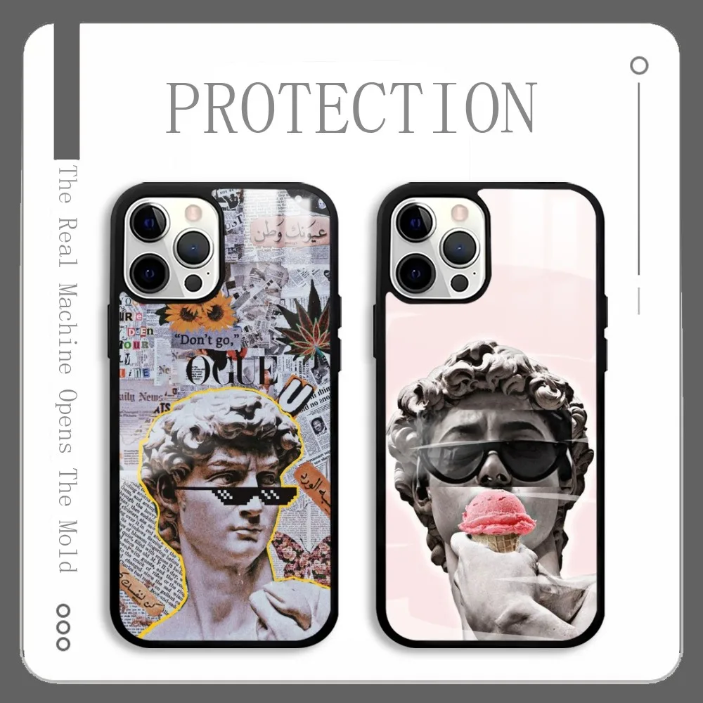 

Michelangelo Medusa David Statue Phone Case For IPhone 16 15 14 13 12 11 Pro Xs Max Mini Plus Celulares Hard Funda