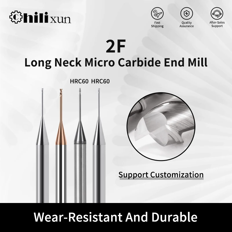 

Long Neck 0.3-0.9 Mm Micro End Mill Mini CarbideTungsten Steel Deep Groove Milling Cutter 2 Flutes Face Aluminum Mills CNC Tools