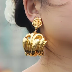 Women Gold Color Wedding Earring Dubai Nigeria Personalized Style Plated Jewelry Accessories Large Hoop Earrings