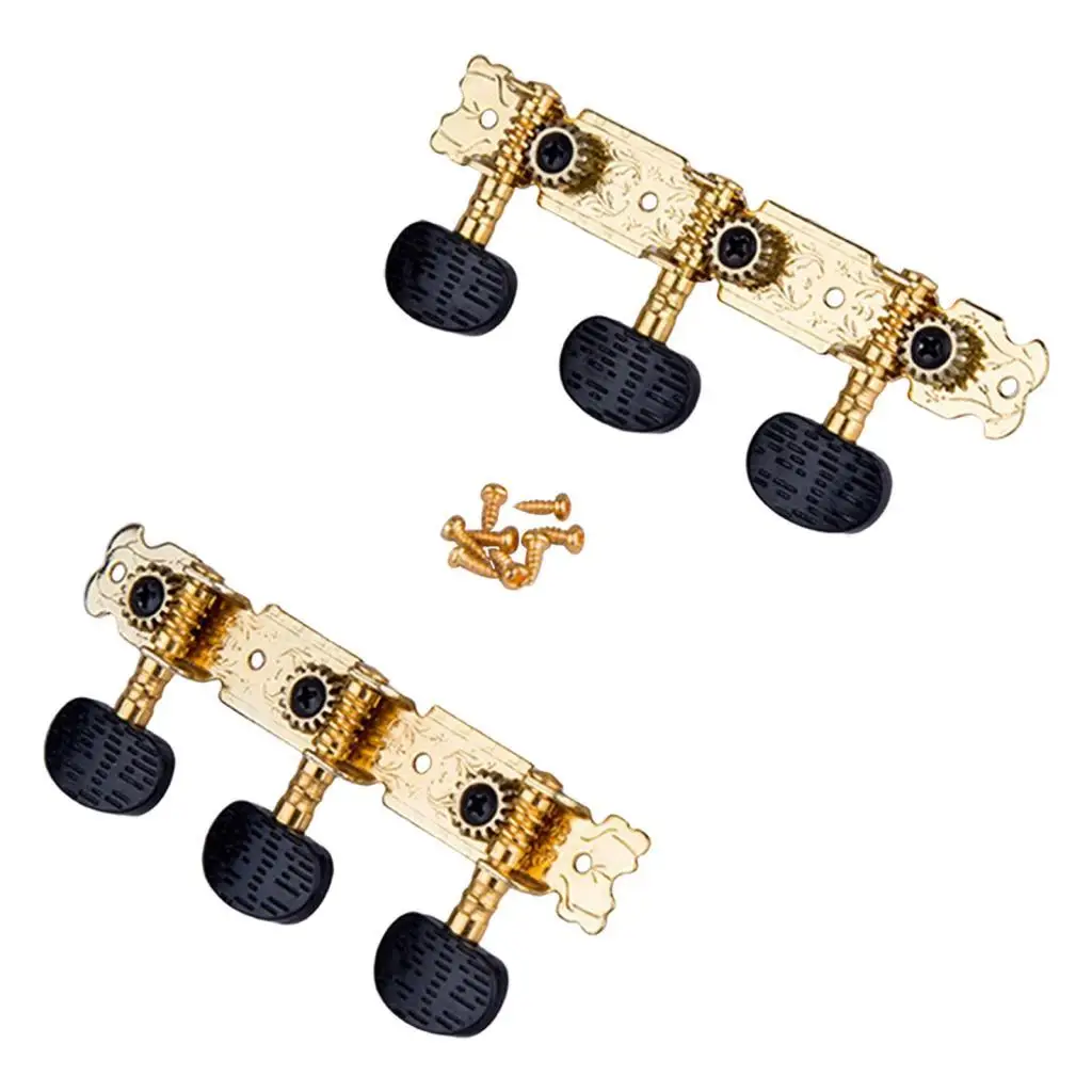 2x Tuning Keys Pegs Replace Part Gold DIY Set Repair Metal Durable Premium Machine Heads for Acoustic Guitars Accs