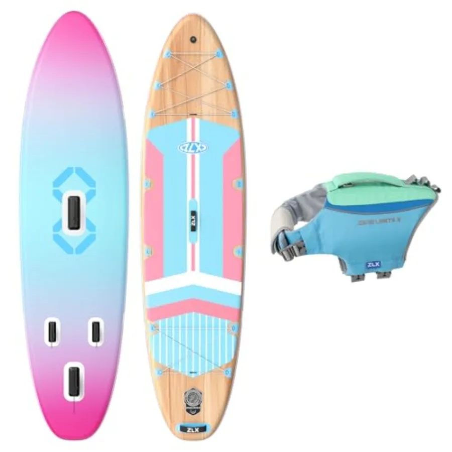 

SUP board for outdoor water sports PVC material blue color extra wide 11'6 inflatable design with XL dog life jacket included